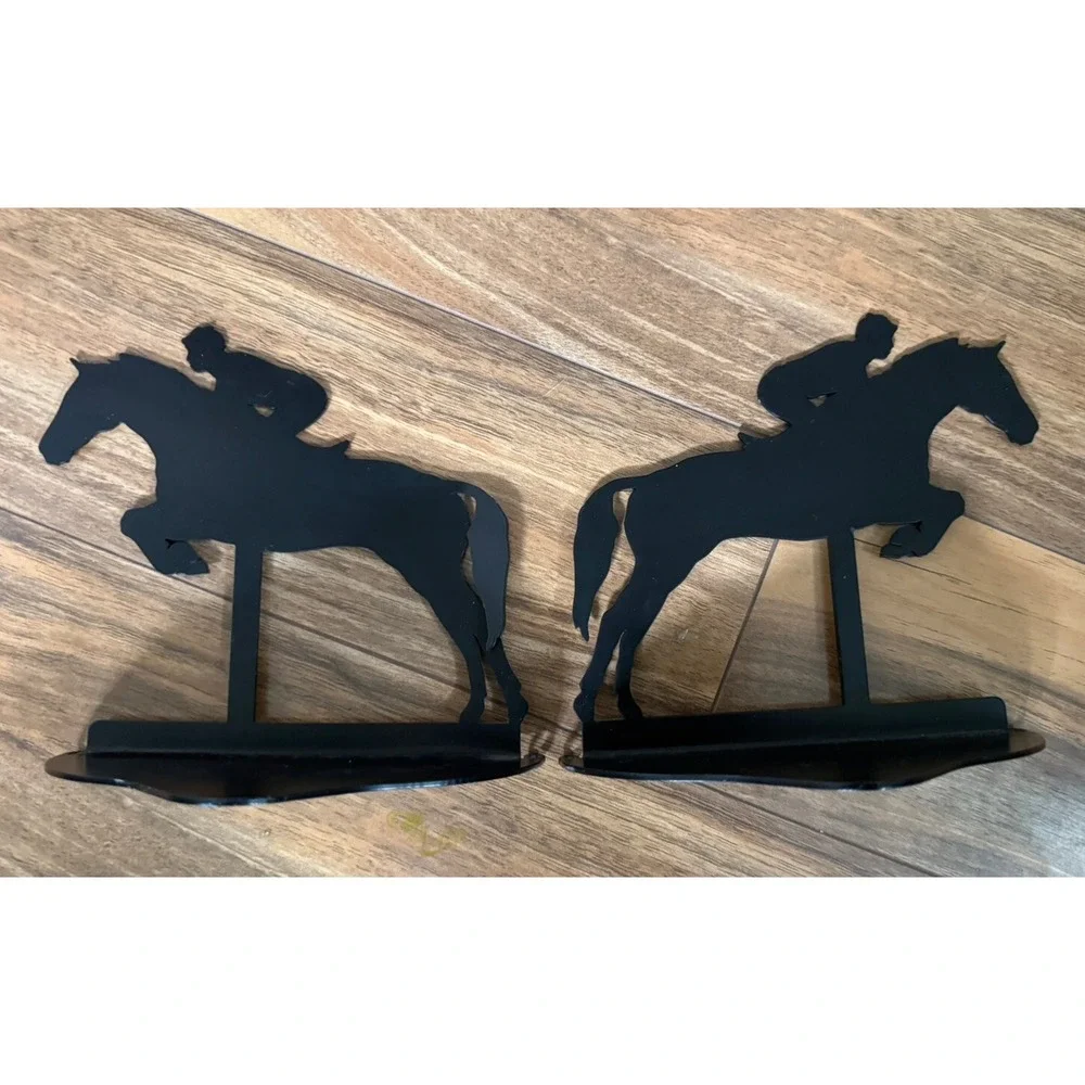 Enthuse Design‎ Horses Rider Book Ends Set KY Derby 1994 USA Made Black Metal